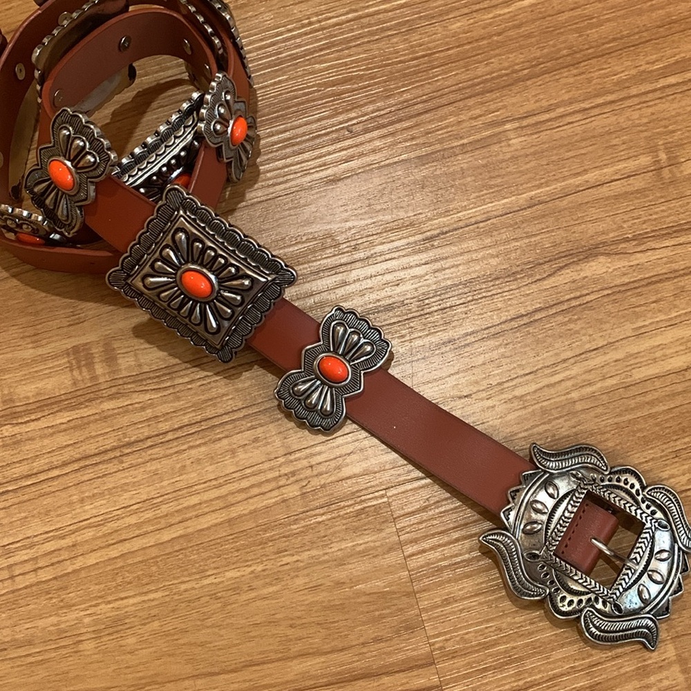 Brown and Silver Ornate Women's Belt